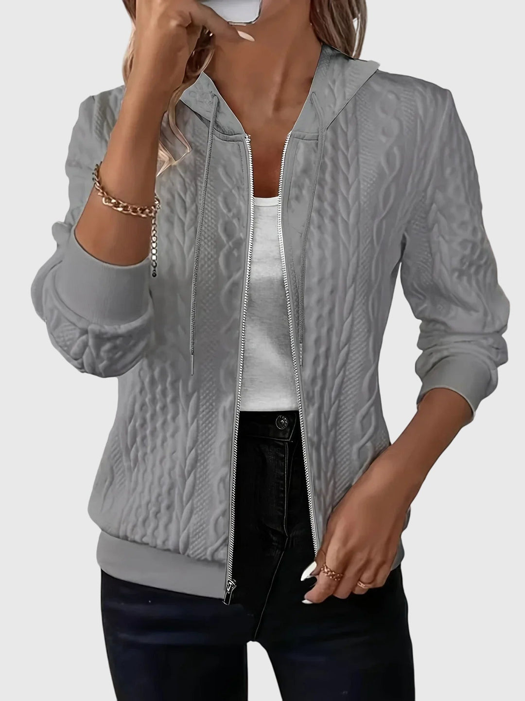 Jenna | Sweat à Capuche Zippé Élégant