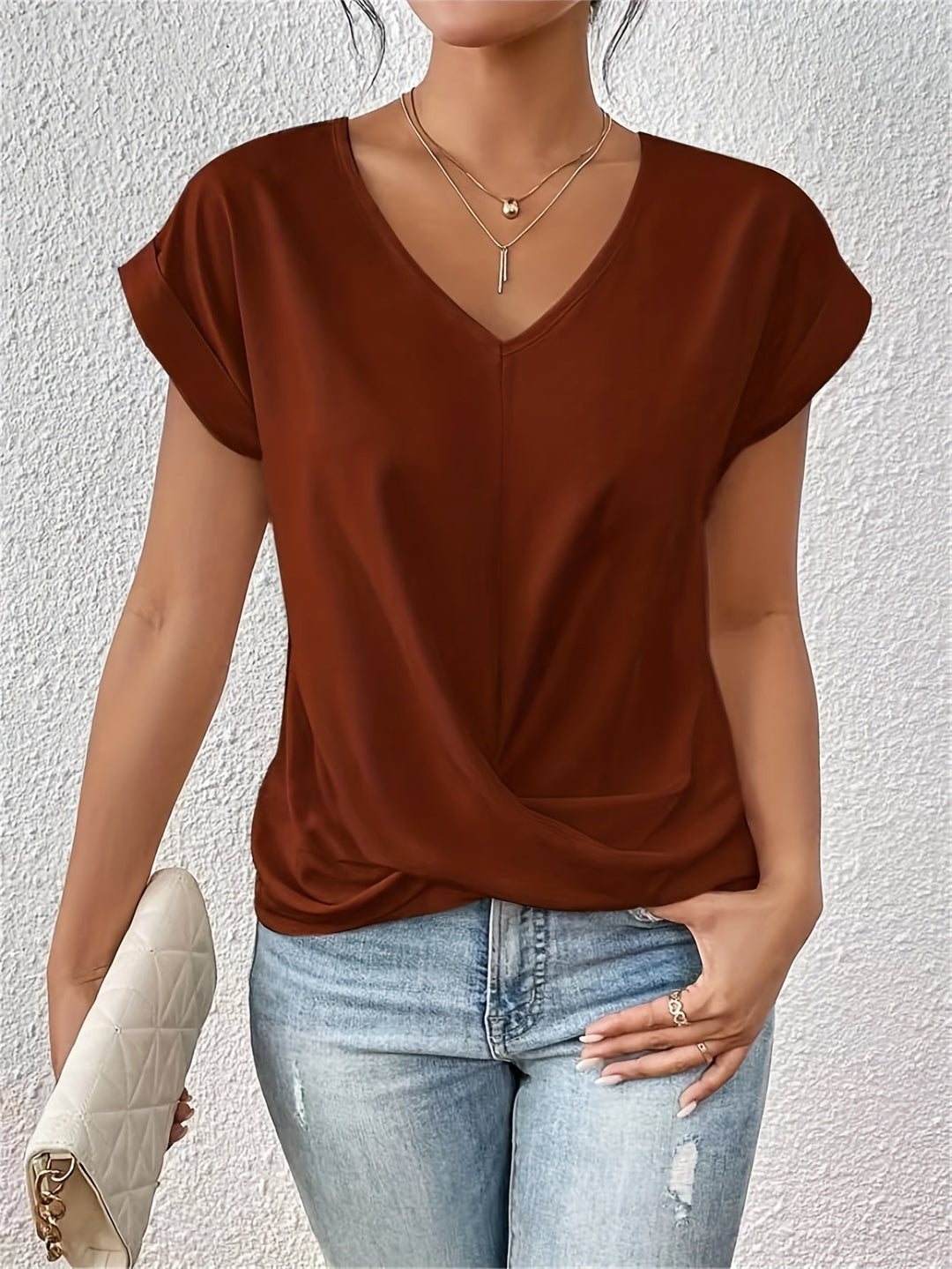 Sereine | T-shirt décontracté avec col en V doux