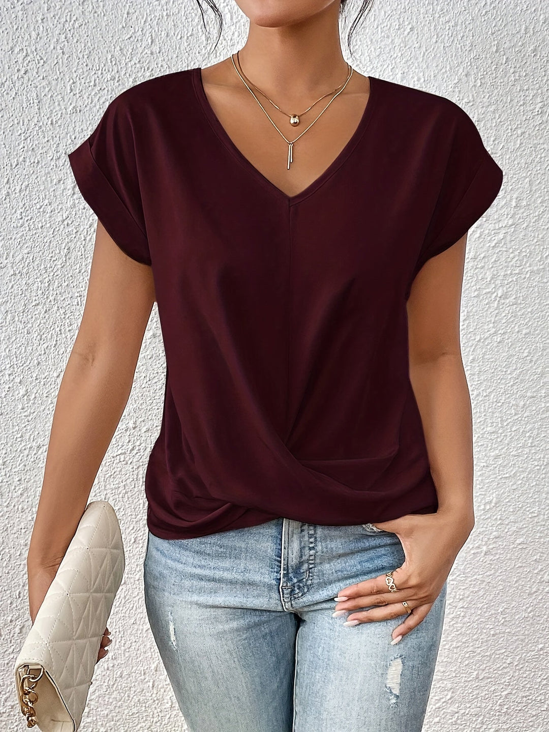 Sereine | T-shirt décontracté avec col en V doux