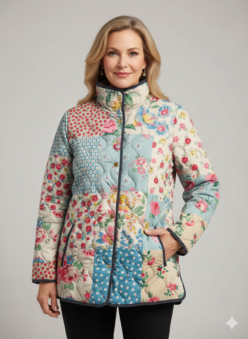 Delphine | Veste matelassée florale patchwork