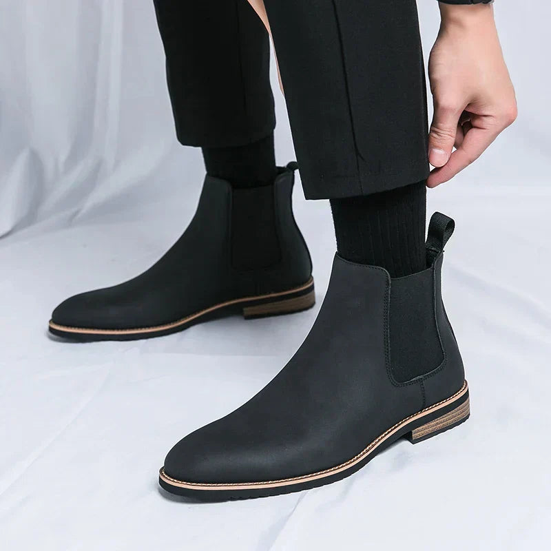 Adrien Noir | Bottines Chelsea en Cuir Véritable